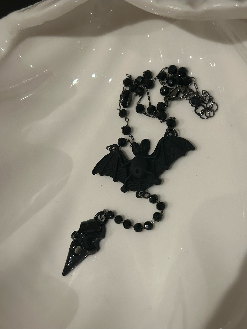 Gothic Bat Necklace in Black